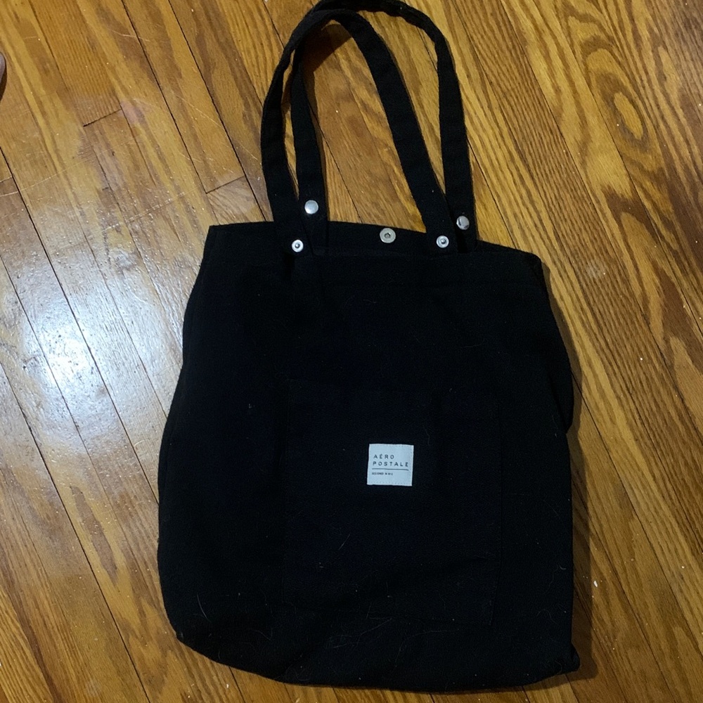 Aeropostale Black Tote Bag with Front Pocket